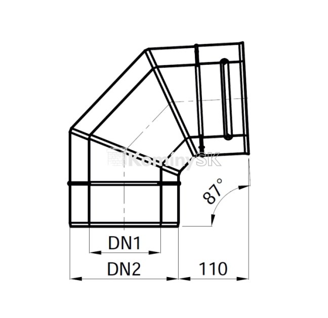 Koleno T-87 pre TURBO komín, nerez 1.4404/0,5 mm