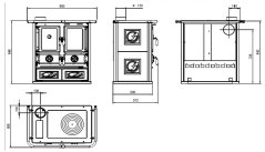 Rozmery šporáku Rosetta Sinistra bii
