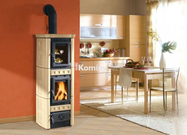 Kachle s rúrou Gaia Forno Krémové