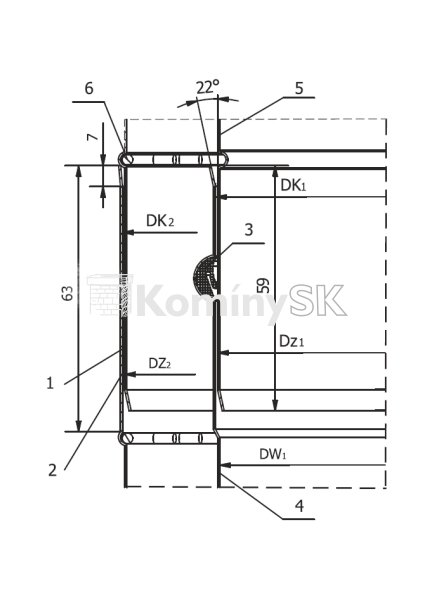 Výkres spojenia komínovej rúry TURBO
