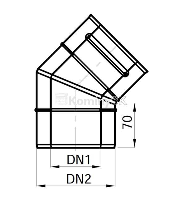 Výkres koleno 45 turbo nerezový komín