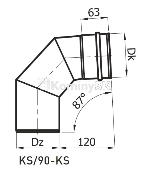 Koleno T-87 pretlakový kotol