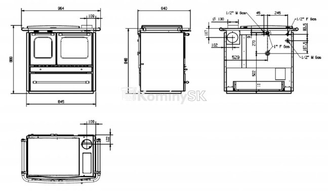 Rozmery TermoSovrana DSA sporák