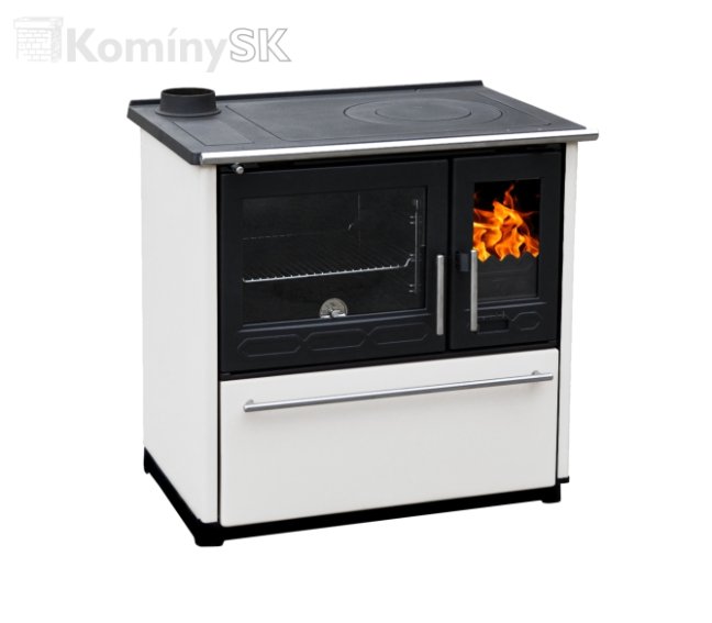 Sporák Plamen 850 GAS na drevo tuhé palivo biely ľavý