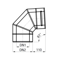 Koleno T-87 pre TURBO komín, nerez 1.4404/0,5 mm