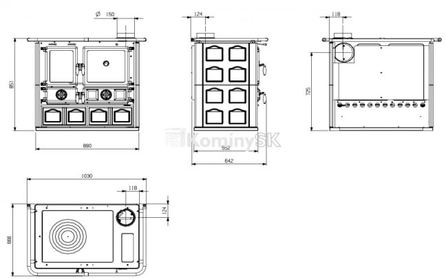 Rozmery šporák Rosa Maiolica