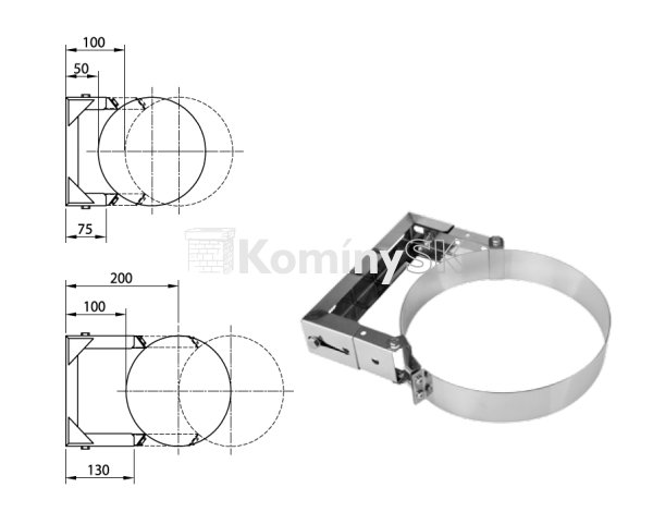 Držiak nerezového komína