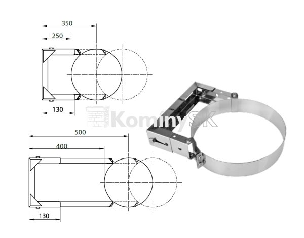Držiak nerezového komína